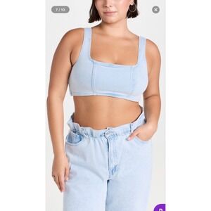 NWT Good American Women's Indigo453 Denim Sports Bra - Size 8 / 5XL
